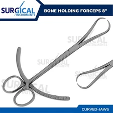 Bone Holding Forceps Curved 8" - Surgical Orthopedic Neurosurgery German Grade