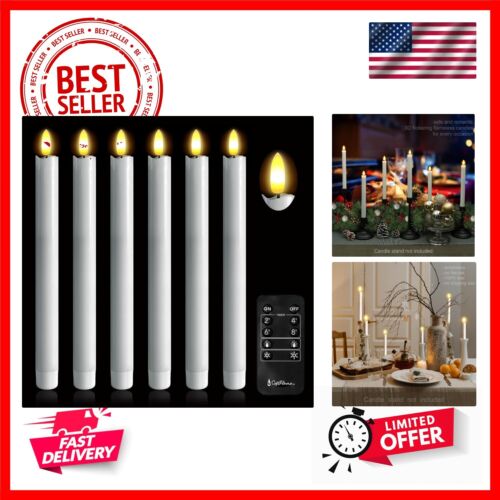 Remote Control Flameless Taper Candles, S/6 3D Flickering Battery Operated LE...