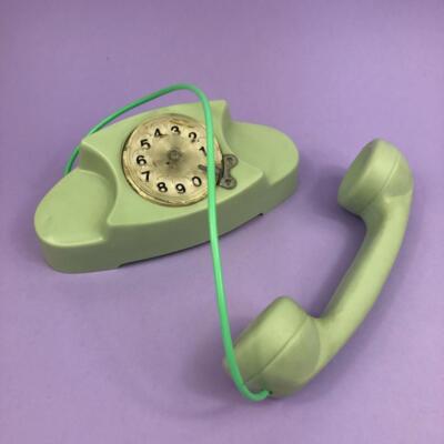 Vintage mintgrün Drehspiel Spielzeug Haus Telefon Deko Artikel Display 50er 60er