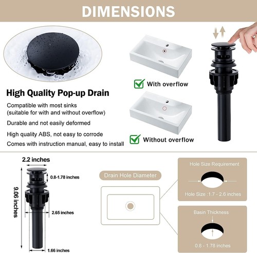 4in Centerset Bathroom Sink Faucet 3 Hole Lavatory Vanity Mixer Faucet Tap Black - Picture 10 of 14
