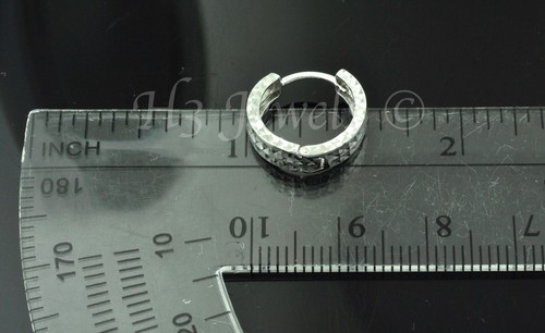 Orecchini a cerchio huggie oro bianco massiccio 18 carati taglio diamante 2,40 grammi #3276 - Foto 6 di 8