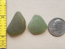 PURE GENUINE BEACH SEA GLASS SURF TUMBLED OLIVE GREEN OCEAN FROSTED PENDANTS V2