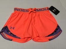 Under Armour Girls Medium Play Up Tri Color Shorts - Electric Tangerine