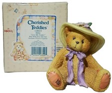 1995 Enesco Cherished Teddies 128023 Millie Love Me Tender Lavender Flowers