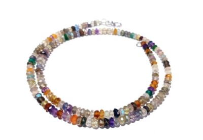 Natural Multi Stone Faceted 4-4.5mm Gemstone Rondelle Beads 18''Inch 1 Necklace