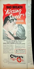 Original Clorets Gum Ad: Bad Breath; Kissing Sweet