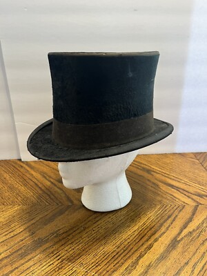 Vtg Antique Early 1900s Young Bros New York Silk Beaver Top Hat