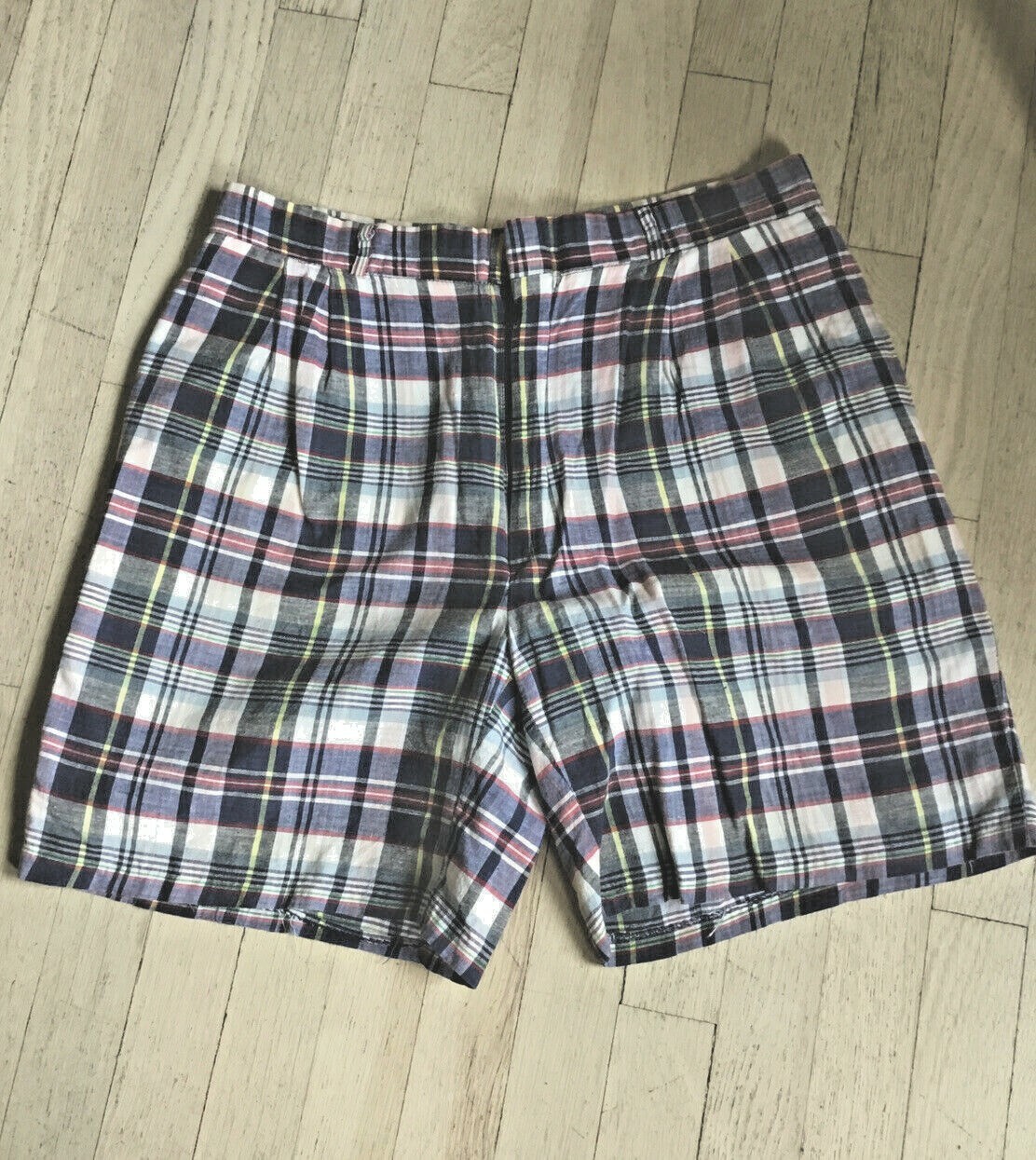 FILA Peterborough Row Men Madras White Black Red Yellow Bermuda Sz 34