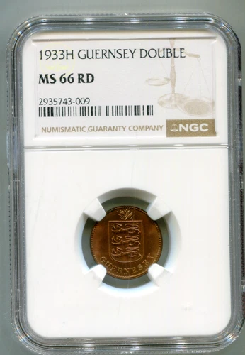 Guernsey Double 1933-H NGC MS RD stunning super Gem Ext rare so nice  lotjun9942
