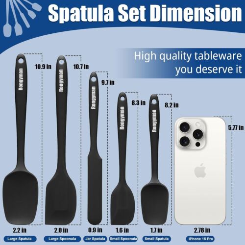 Silicone Spatula Set of 5 Spatulas Silicone Heat Resistant 446°F Kitchen Spatula - Picture 4 of 9