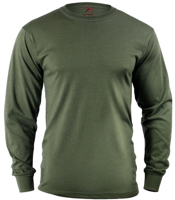 LS Tshirt OD Olive Drab Green Long Sleeve Cotton Polyester Blend