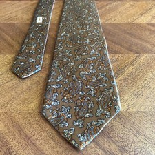Yves Saint Laurent neckwear paisley pattern brown silk tie made in USA