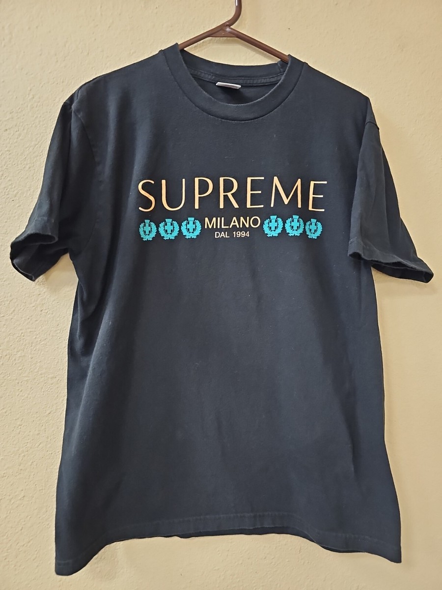 SUPREME ミラノｔシャツ Supreme Milano 1994 Short Sleeve Black T Shirt Sz Medium Made in
