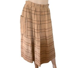 Vintage 70s Cottage Tailor Silk Blend Plaid Peasant Skirt 70s Textured Lined
