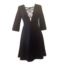 Zara Womens Black Lace Size XS Up Neckline Skater Fit & Flair Dress Grunge Y2K