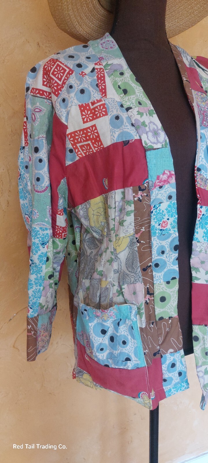 1940s Crazy Quilt Smock Jacket Made From Feedsack… - image 3