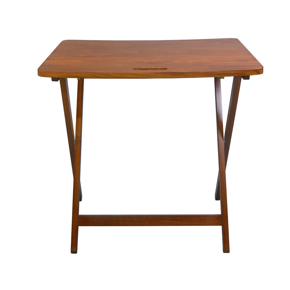 Folding Sweet Oak Table 28L x 17W x 26H Solid American Gum Wood Easy Storage - Image 4 of 4