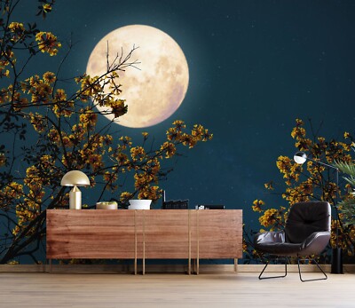3D Yellow Branch Moon G2274 Wallpaper Wall Murals Removable Self-adhesive Coco
