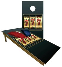 CORNHOLE BEANBAG TOSS GAME Lucky 7's Casino Slot Game w Bags Game Board Set