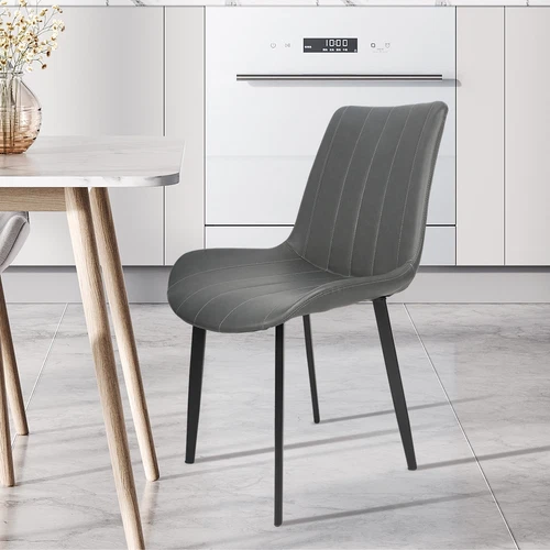 2 Pcs Faux Leather PU Padded Dining Chairs Kitchen Dining Room Chair Set Family - Picture 9 of 15