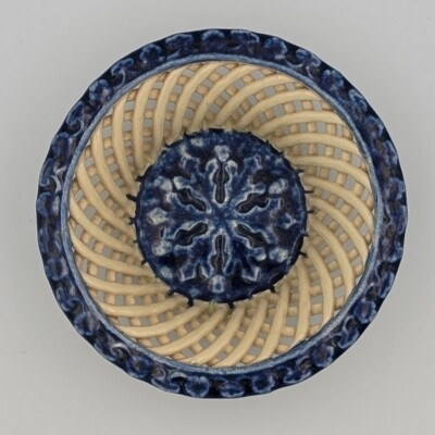 Vintage Portuguese Ceramic Basket Pottery Bowl Dresser Jewelry Knick Knacks