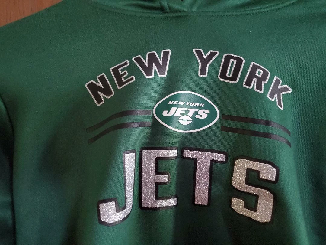VETEMENTS NFL New York Jets Girls' Fleece Hoodie Size M 7 8 NEW WITH TAGS Sparkle Letter