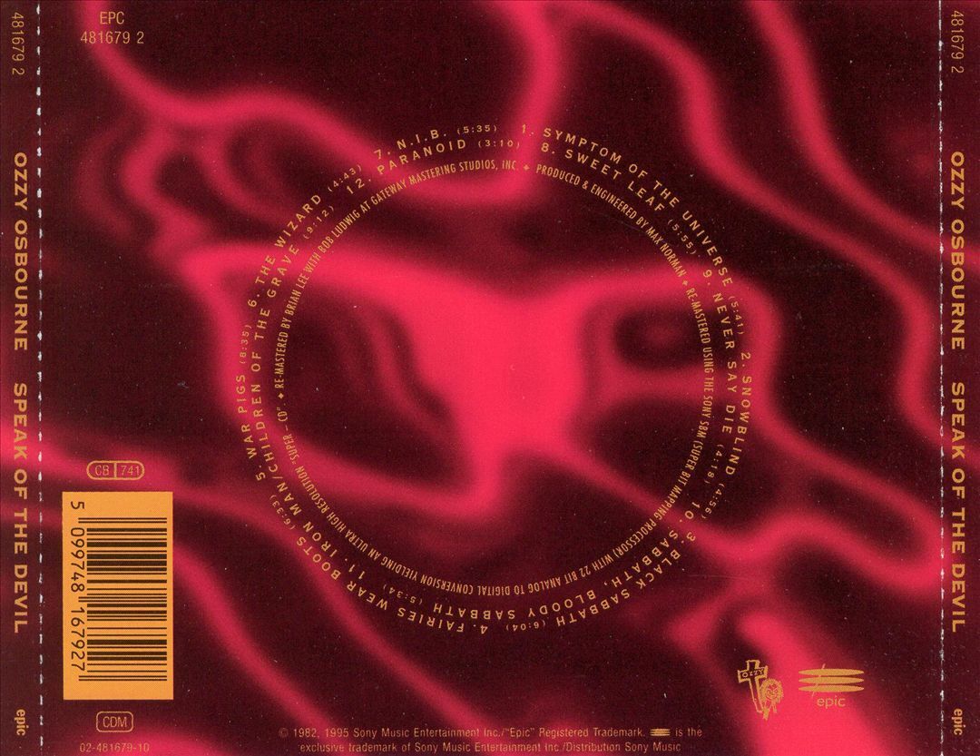 OZZY OSBOURNE SPEAK OF THE DEVIL NEW CD