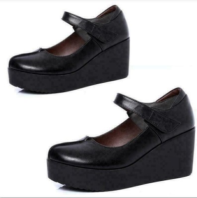 black platform work shoes