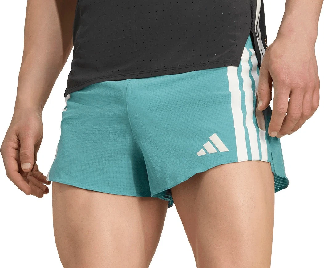 adidas Adizero Gel Pocket Mens Running Shorts Green 3 Inch Lightweight Run Short