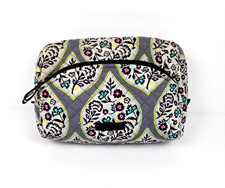 Vera Bradley Quilted Gray Multi Floral 11"x8" Travel Makeup Cosmetic Bag
