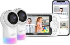 Hubble Connected Nursery Pal Glow Twin with 2 Cameras HD Color Screen 7 in 1  