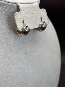 Authentic Small Chunky 925 Sterling Silver & Gold Plated Huggie Hoop Hinged Post Earrings