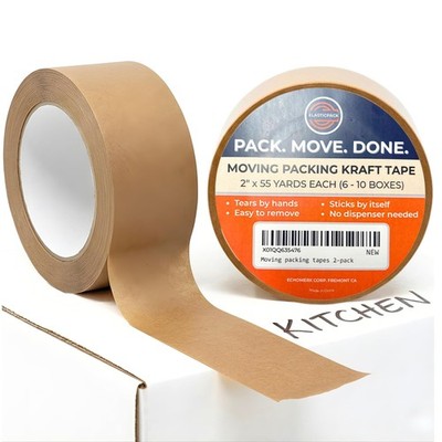 Moving Packing Tape for Boxes 2-Pack   Hand-Tear Paper Tape, No Tape Gun N