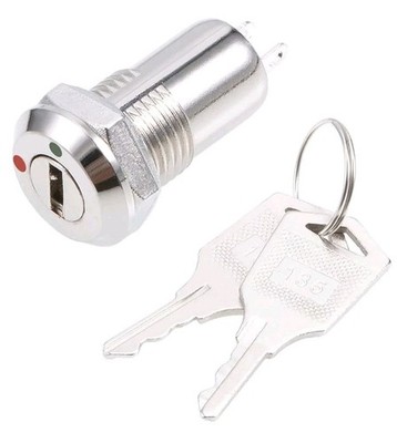 12mm Electric Mini 2 Pin 2 Positions ON OFF Metal Keylock Switch w Keys
