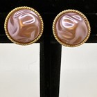 Vintage Coro Pink Faux Pearl Stud Earrings Gold Tone Clip On — photo 1