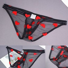 Slip uomo maglia trasparente intimo traspirante stampa cuore stile ultra sottile