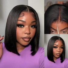 Glueless Wig Human Hair Pre Plucked Pre Cut 4x4Lace Front Wig Bob Straight Wig