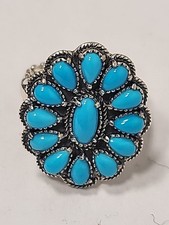 STERLING SILVER R SIZE 8 RING WITH TURQUOISE STONES