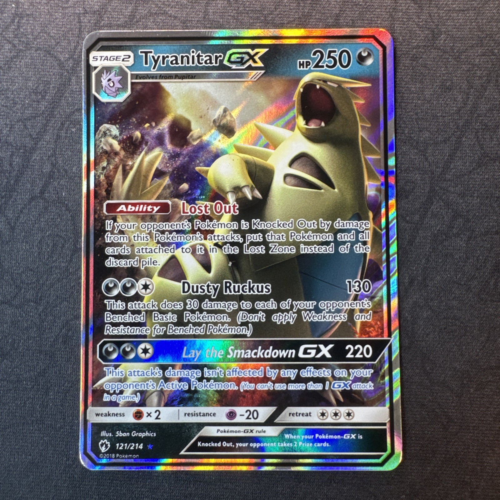 Tyranitar GX 121/214 Sm-Lost Thunder Holo Sun & Moon Pokemon