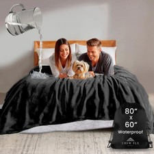Waterproof Blanket for Bed Queen Size 80"x60"   Reversible Sherpa Throw