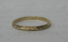 ANTIQUE VINTAGE 10K SOLID GOLD ORNATE ORANGE BLOSSOM BAND BABY RING SIZE 1.75
