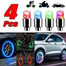 4pcs Colorful Led Wheel Lights Car Tire Valve Caps Neon Light Universal Motorcyc