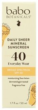 Babo Botanicals Spf 40 Daily Sheer Sunscreen Mineral Lotion 1.7 Oz 1 Pack