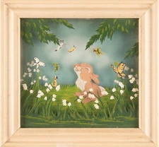DISNEY 1942 COURVOISIER MULTIPLANE PAINTING THUMPER AND BUTTERFLIES NO.12 BAMBI