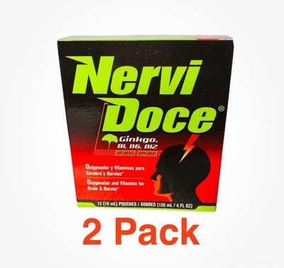 2 Pack Nervi Doce / B1, B6, B12 Supplement / 12 Pouches (10ml)  12 Sobres (10ml)