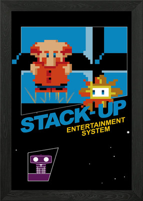 Stack Up Roboter Retro Spiel Gerahmtes Wandbild Poster Leinwanddruck Bild