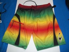 New O'NEILL sz 34 board shorts swim trunks red green yellow 22" long