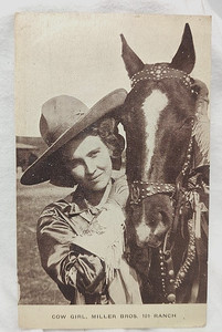 1910's Miller Bros. 101 Ranch Cowgirl & Horse Postcard