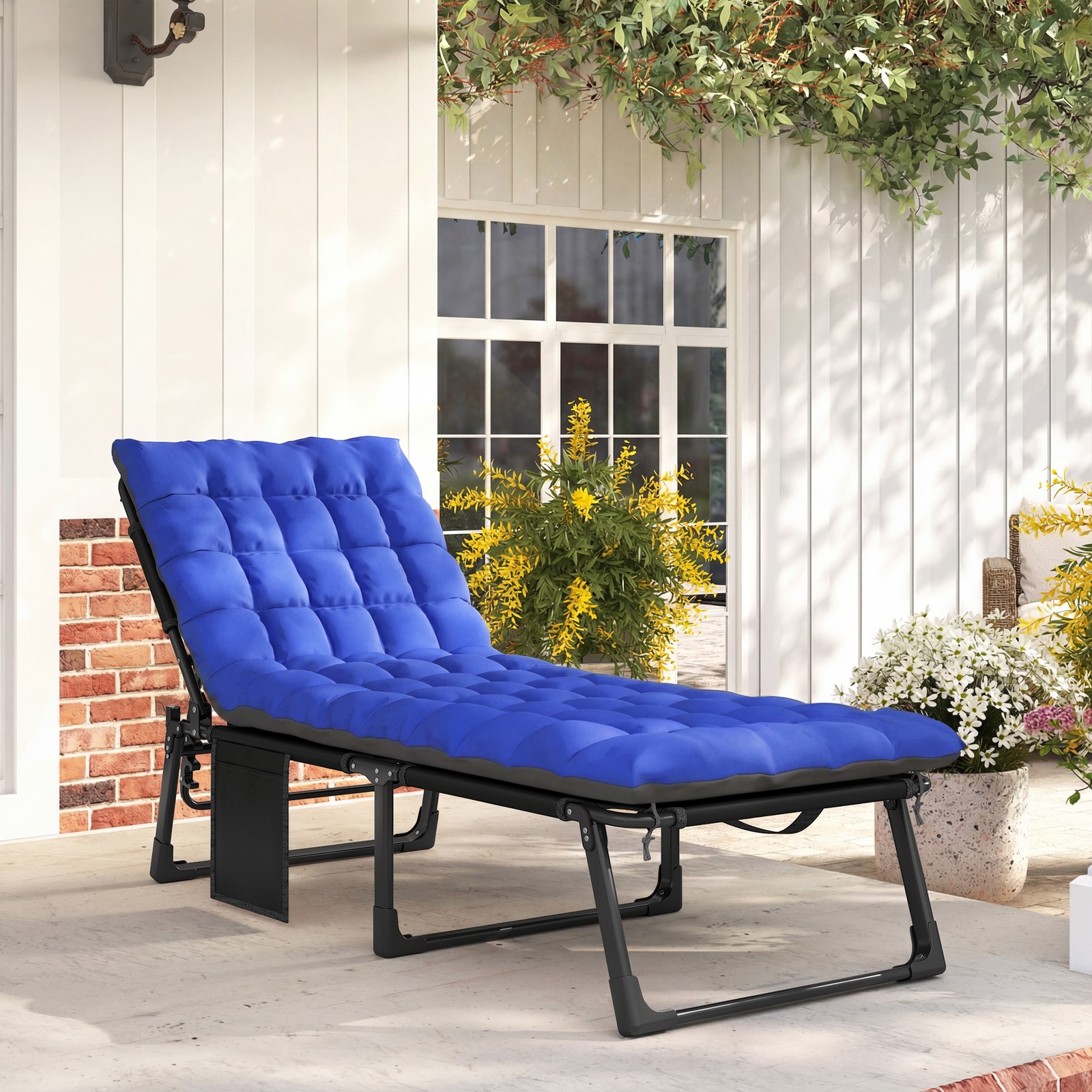 Outdoor W/ Cushion, Gray/blue