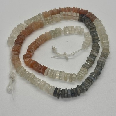 Moonstone Bead Strand 15.5  String Multicolored Gemstone Chips Peach White Grey